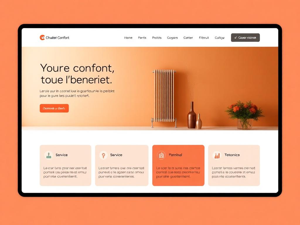 Concept de site web pour une entreprise de chauffage et pompe à chaleur