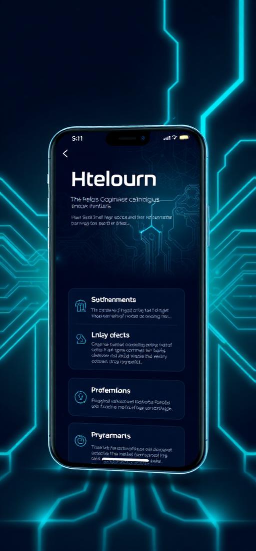 Concept de site Vitrineo affiché sur smartphone — thème sombre et futuriste